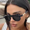 lunettes de soleil rondes steampunk vintage pour hommes et femmes, lunettes rétro modernes, lunettes uv400 mn, marque de luxe, 2025