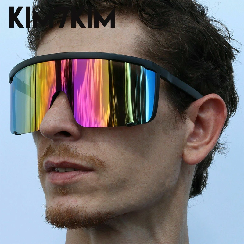Lunettes De soleil De sport surdimensionnées hommes femmes 2025 mode une pièce lunettes De soleil mâle Vintage coupe-vent Rectangle lunettes De soleil Gafas De Sol