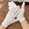paires de gants en coton blanc pour hommes, uniforme de smoking formel, garde d'honneur, défilé, costume de cérémonie, cosplay, pièce de monnaie, bijoux, gant de majordome