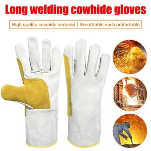 Gants de Soudage Longs en Cuir Souple, Soudeur Électrique, Protection du Travail, Site, Optique Durable, Équipement de Protection Industriel, 1 Paire