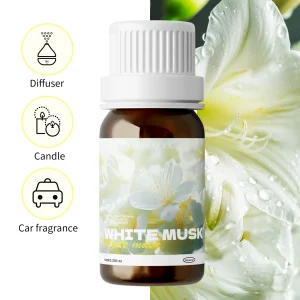 Huile de romarin d&rsquo;huile de musc blanc 10ml, plante naturelle, aromathérapie fraîche pour diffuseur de Massage, désodorisant, aromathérapie de voiture, cadeaux