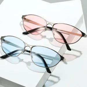 Femmes élégantes Hip Hop lunettes de soleil hommes unisexe voyage en plein air mode métal cadre lunettes nuances à la mode rue lunettes de soleil