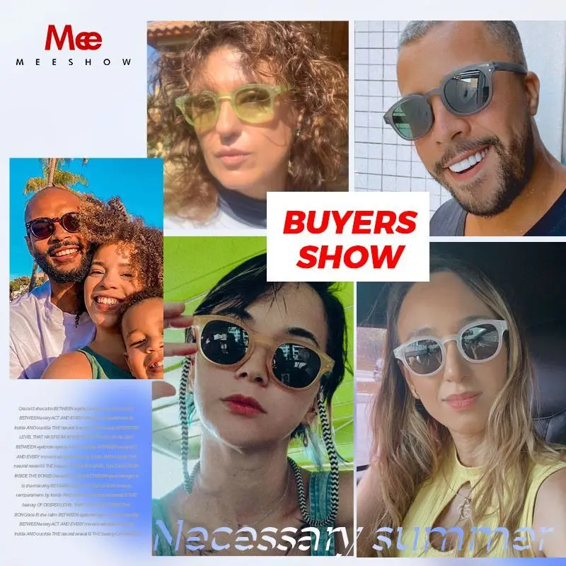 meeshow design classique hommes femmes rétro mode lunettes de soleil cristal chic cadre rond protection uv lentille en nylon lunettes de soleil