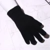 gants en laine tricotée pour hommes et femmes, gants de poignet en coton, gants d'entraînement chauds, noirs, hiver, 1 paire