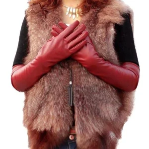 Gants de soirée doublés en cuir doux pour femmes, longs gants de coude, chauds, mode, hiver