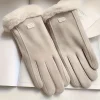 gants confortables pour écran tactile beige avec doublure en peluche offrant une protection d'hiver épaisse et chaude pour les loisirs de plein air