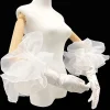 gants longs élégants en velours noir, double couche en forme de fleur à volants, manches de mariage, studio, banquet de mariage, accessoires photo, couleur unie