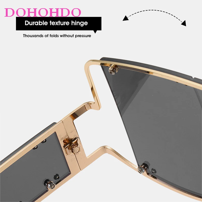 Lunettes de soleil surdimensionnées une pièce pour femmes et hommes, marque de mode de styliste, Rivets à grande monture, nuances Punk, lunettes de conduite de voyage UV400