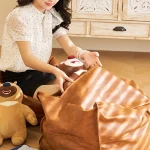 Tapis de luxe en cuir léger, Tatami, coussin de siège de rangement au sol, salon, ménage, coussin de siège en cuir PU, sac de rangement pour vêtements anciens