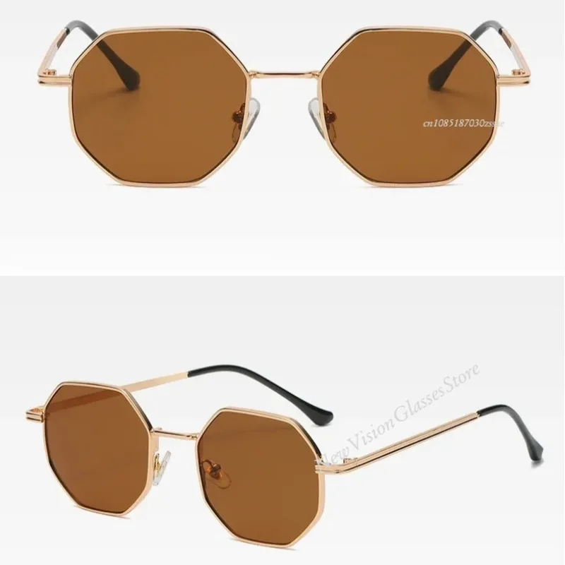 Lunettes De soleil pour femmes lunettes De soleil en métal polygone cadre Vintage hommes marque De luxe Design lunettes De soleil femmes miroir Gafas De Sol Uv400