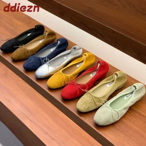 2025 nouvelles femmes peu profondes ballerines chaussures de danse avec chaussures à talons bas mode bout rond chaussures plates pour femme sans lacet chaussures