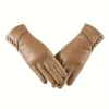 gants élégants pour écran tactile en cuir véritable avec doublure en polaire douce – parfaits pour une chaleur élégante sur les week end décontractés.