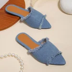 Pantoufles de cowboy pour femmes, chaussures de plage à la mode, tongs pointues, nouvelles diapositives décontractées, été