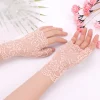gants en dentelle élégants pour filles et femmes, sans doigts, protection solaire, ultra fins, décoratifs, printemps et été