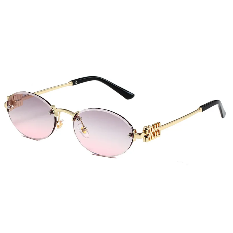 petites lunettes de soleil ovales élégantes pour hommes et femmes, lettre «mm», sans monture, tendance populaire pour l'extérieur, nuances de luxe, uv400, 2025