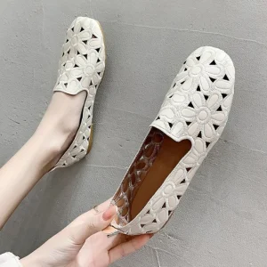 Chaussures plates peu profondes pour femmes, mocassins à enfiler, confortables et respirantes