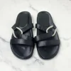 2025 noir femme pantoufles plates été mode boucle sangle nouveau décontracté en plein air plate forme chaussures de plage bout ouvert femme diapositives