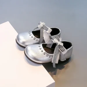 Chaussures plates élégantes en cuir pour filles, nouvelle mode avec nœud papillon, chaussures de princesse décontractées pour fête de mariage, printemps-automne