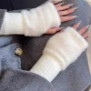 gants demi doigts chauds et résistants au froid pour femmes en automne et en hiver, polyvalents et en peluche, jolis gants demi doigt de bureau