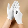 gants de travail en coton blanc, 12 paires, pour mains sèches, film de manipulation cérémonie, bijoux, gants d'inspection en argent, outil de nettoyage ménager