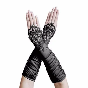 1 paire de gants de mariage longs et élégants, longueur coude, robe de mariée sans doigts pour femmes, appliques de danse en Satin