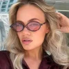 Lunettes de soleil ovales mignonnes pour femmes, lunettes à petite monture, nuances classiques pour dames, design de marque de luxe, lunettes hipster sexy