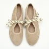 chaussures plates de ballet à lacets pour femmes, bout rond, faux daim, chaussures décontractées pour dames, mocassins confortables à semelle souple peu profonde, nouveau