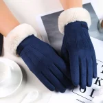 Gants d&rsquo;hiver pour femmes, écran chaud, en fourrure, mitaines à doigts complets, pour la conduite, coupe-vent
