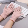 gants antidérapants à cinq doigts pour écran tactile en coton, couleur unie, mitaines d'extérieur pour femmes, gants de conduite, gants de protection solaire d'été