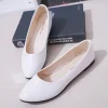 Comemore-Ballerines blanches en cuir verni pour femmes, chaussures plates à enfiler pour documents bonbons, escarpins de travail pour dames, 2022