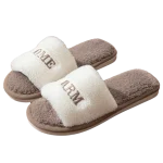 Pantoufles moelleuses et douces pour femmes, chaussures chaudes et antidérapantes, plates, semelle épaisse, en coton, pour l&rsquo;extérieur