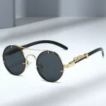 Lunettes de soleil en métal de Style Steampunk pour hommes avec jambes guépard femmes marque de luxe UV400 Protection des yeux lunettes de soleil nuances Vintage