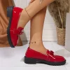 mocassins plats roses élégants pour femmes, grande taille, mocassins en cuir verni avec nœud papillon, chaussures rondes à semelle épaisse pour dames, automne