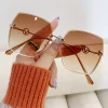glamour femmes marque lunettes de soleil de luxe sans monture femme lunettes de soleil élégant tendance dames lunettes uv400