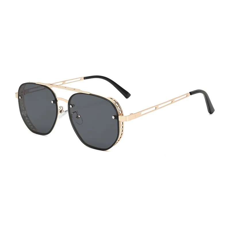 Hommes nouvelles lunettes de soleil de conduite Vintage Steampunk lunettes de soleil carrées cadre en métal avec charnières à ressort femmes oculaire UV400 lunettes