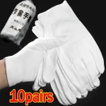 1/10 paires de gants en coton blanc pour le travail des outils de nettoyage ménager réparation de voiture usine gants d&rsquo;assurance du travail mitaines hautement extensibles