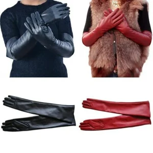 Gants en cuir doublés pour femmes, longs gants de coude, doux, soirée, dames, mode