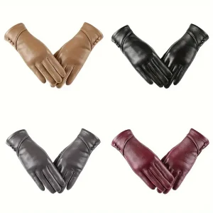 Gants élégants pour écran tactile en cuir véritable avec doublure en polaire douce – Parfaits pour une chaleur élégante sur les week-end décontractés.