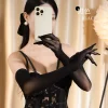 gants de fête élégants pour femmes, brillants à l'huile, élastiques, transparents, à cinq doigts, protection solaire, pour sécher la mariage, allure, nouvelle collection