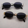 lunettes de soleil ovales classiques vintage pour hommes et femmes, lunettes de soleil en métal de créateur de luxe, nuances d'extérieur punk populaires, hip hop, uv400