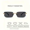lunettes de soleil rectangulaires sans monture pour hommes et femmes, nuances populaires, petites lunettes de soleil carrées, voyage d'été, mode