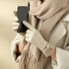 1 paire de gants pour femmes en hiver doublés de polaire pour heattech et écran tactile pu gants de conduite de cyclisme élégants et exquis
