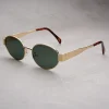 lunettes de soleil ovales classiques vintage pour hommes et femmes, lunettes de soleil en métal de créateur de luxe, nuances d'extérieur punk populaires, hip hop, uv400