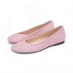 Chaussures simples à semelle plate pour femmes, chaussures carillons polyvalentes, Parker rond, bouche peu profonde, diamant, décontracté, printemps, été, 2024