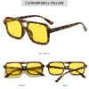 hommes conduite lunettes de soleil à la mode carré lunettes de soleil grand cadre jaune lentille vision nocturne lunettes femmes rétro lunettes de soleil anti uv400