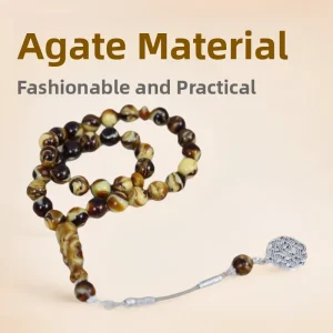 33 perles de prière musulmanes ambre de 12 mm, cadeaux de festival de prière quotidienne, artisanat en résine bohème à la mode poli pour les couples…