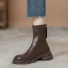 bottes à fond plat femmes 2025 nouveau noir marron bottes courtes automne daim chelsea unique botas chaussures côté zip décontracté botines mujer