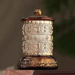 Mini roue de prière électrique Portable, petit tambour mantra à six caractères valokitesvara de style de charge, ornements de prière ménagers