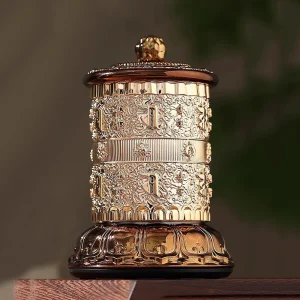 Mini roue de prière électrique Portable, petit tambour mantra à six caractères valokitesvara de style de charge, ornements de prière ménagers