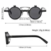 lunettes de soleil vintage steampunk à rabat, rétro, petites lunettes rondes en métal pour hommes et femmes, marque circulaire oculos ins
